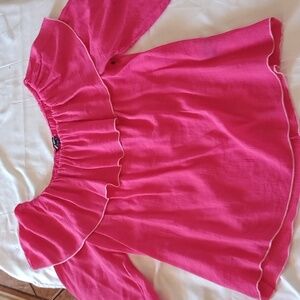 Unique Spectrum Fuchsia Ruffle Blouse